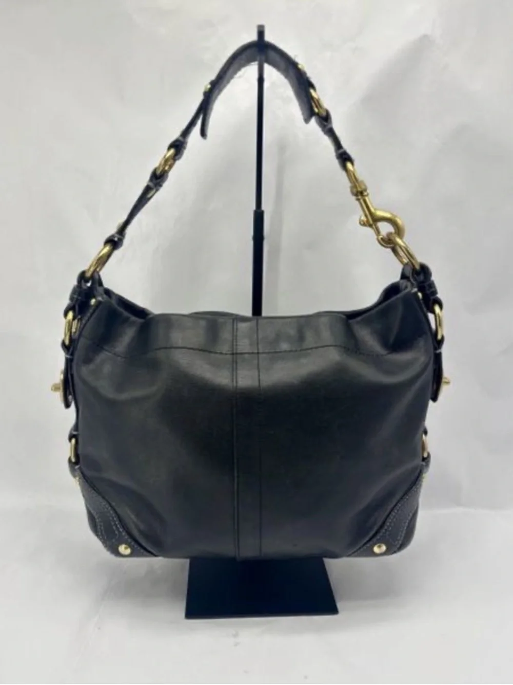 Authentic Vintage Y2K Coach Carly Medium Hobo Bag #10615 Black Leather Brass